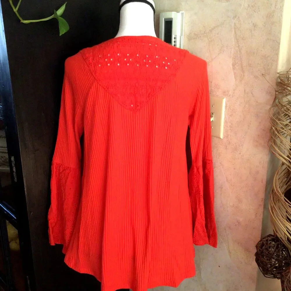 Free People Parisian Nights Vermillion Boho Top Sz XS